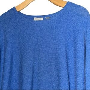 Kinross Women’s Size M Blue Cashmere Sweater Pullover Short Sleeve Cape Poncho